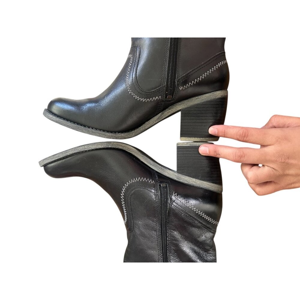 Cowgirl Leather Western Boots Women 8 Black Thinsulate Waterproof Equestrian - Picture 8 of 16